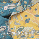 Snycler Boho Throw Blanket for Bed - 100% Cotton Ultra Soft Rustic Quilt Blanket Green Bird Floral Printed Farmhouse Decor Bed Blankets, 60"×80" All Season Rustic Throw for Sofa Couch Chair by CozyNest Decor