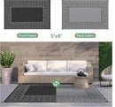 GENIMO Outdoor Rug 5'x8' Waterproof for Patio Decor, Reversible Outdoor Plastic Straw Rug Carpet, Camping Mats for Outdoor, RV, Backyard, Deck, Balcony, Picnic, Black & Grey by CozyNest Decor