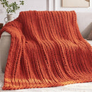 Chunky Knit Throw Blanket, 60''*80'' Fall Throw Blanket Knitted Chenille Yarn for Bed Couch, Handmade Orange Crochet Big Thick Blanket, Machine Washable Cute Comfy Blankets for Home Decor by CozyNest Decor