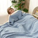 Snuggle Sac Blue Throw Blankets for Couch, Reversible Super Soft Warm Blankets Cozy Knit Blanket Fuzzy Plush Throws for Sofa, Bed, Gift, Heather Blue, 50 x 60 inches by TinyTreasures Baby Boutique
