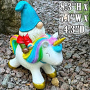 Mood Lab Garden Gnome Statue - Garden Gnome Riding Unicorn - 8.3 Inch Tall Lawn Figurine - for Outdoor or House Decor - Funny Yard & Patio Decoration by CozyNest Decor