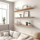 Wood Floating Shelves for Wall Decor, Rustic Wall Shelves for Bedroom Bathroom Kitchen Living Room, Set of 4 Light Walnut 48 Inch by CozyNest Decor