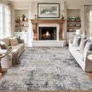 Area Rugs Living Room Rug - 5x7 Washable Modern Abstract Soft Neutral Non-Slip Carpet Large Indoor Floor Thin Carpets for Bedroom Dining Room Farmhouse Nursery Home Office Brown Black Grey by TinyTreasures Baby Boutique