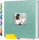 popotop Photo Album Self Adhesive with Picture Display Window,40 Pages DIY Scrapbooking Supplies Kit for 4x6 8x10 Picture,Linen Cover Memory Book for Baby Wedding, with Scraper and Metallic Pen by TinyTreasures Baby Boutique