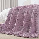 Carriediosa Chunky Knit Throw Blanket 50" X 60", 100% Hand Made Large Chenille Loop Yarn Soft Fluffy Throws for Couch Sofa Bed, Big Crochet Cozy Heavy Thick Cable Woven Blankets, Purple by CozyNest Decor