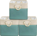 SIMPLE HOUSEWARE Fabric Storage Cubes, 13" x 13" Storage Bin, 3 Pack, Turquoise by CozyNest Decor