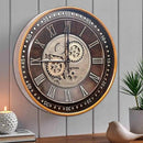 CLXEAST 24 Inch Wall Clock with Moving Gears,Oversized Large Industrial Steampunk Clock, Antique Gold Metal Roman Numeral Wall Clocks for Farmhouse Living Room Decor by CozyNest Decor