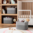 UBBCARE 4 Pack Baskets for Organizing, Woven Storage Baskets for Toys and Towel, Rectangle Cotton Rope Basket with Handles, 15''L x10''W x9''H, Mixed Grey by TinyTreasures Baby Boutique