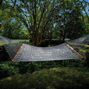 Hatteras Hammocks Deluxe Navy Oatmeal Heirloom Tweed Duracord Rope Hammock with Free Extension Chains & Tree Hooks, Handcrafted in The USA, 450 LB Weight Capacity, 13 ft. x 60 in by GreenHaven Gardens