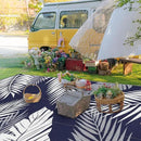 GENIMO Outdoor Rug 9' x 18' Waterproof for Patios Clearance, Reversible Outdoor Plastic Straw Camping Rug Carpet, Large Area Rugs Mats for RV, Camper, Deck, Balcony, Porch, Beach, Navy Blue&White by CozyNest Decor