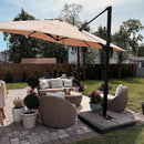 PURPLE LEAF 9 Feet Patio Umbrella Square Cantilever Umbrella Outdoor with 360° Rotation and Aluminum Offset Hanging for Pool Deck Garden Backyard, Taupe by GreenHaven Gardens