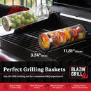 BLAZIN' GRILL Rolling Grill Basket | Rolling Grilling Baskets for Outdoor Grilling 2 Pcs | Barbecue Grill Set with BBQ Gloves | Portable Camping Net Rack Perfect for Vegetables, Seafood & Meat by GreenHaven Gardens