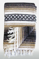 Del Mex Classic Mexican Blanket, Large Authentic Woven Falsa Throw (70"x50"), Artisan Southwest Décor for Beach, Yoga, Outdoors (Tan) by CozyNest Decor
