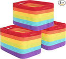 MINTWOOD Design 3-Pack Storage Baskets for Shelves, Playroom and Classroom, Book Basket, Decorative Storage Cube Bins, Woven Closet Organizers, Pantry and Shoe Organizer, Rainbow by TinyTreasures Baby Boutique