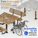 Metal Picnic Tables for Outdoors with Umbrella Hole - Coated Steel Heavy Duty Commercial Grade Table with Adjustable Seats (Brown, 46 in, Square with Back, Expanded Steel) by GreenHaven Gardens