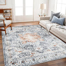 Area Rug 4x6 Washable Vintage Cover Foldable Thin Retro Accent Indoor Distressed Non Slip Carpet Floral Print Mat Bedroom Living Room Bathroom by TinyTreasures Baby Boutique