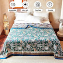 Boho Throw Blanket 80" x 90", 100% Organic Cotton Breathable Ultra Soft Bed Purple Quilt Throw - All Season Luxury Floral Farmhouse Decor Blanket for Sofa Couch Chair and Gift. by CozyNest Decor