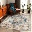 Retro Washable Area Rug 3'x5' Washable Living Room Boho Chic Medallion Distressed DesignIndoor Non-Slip Large Oriental Accent Throw Rug for Kitchen Bedroom Office Carpet by TinyTreasures Baby Boutique