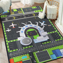 Play Rug for Playroom 59"x39" Airport Carpet for Kids Bedroom with Combined City Road Traffic System Aircraft Runway Playmat Rugs Carpet Non-Slip Washable Area Mat by TinyTreasures Baby Boutique