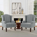 Accent Chair, High Back Upholstered Armchair with High Resilience Sponge & Wood Legs, Mid-Century Modern Comfy Single Sofa Reading Chairs for Living Room, Bedroom (Stripe Grey, Set of 1) by CozyNest Decor