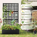 Metal Raised Garden Bed, Trellis Planters Bed with Drainage Holes for Climbing Plants, Vegetables Outdoor Privacy Screen with Planter Box 73"x35"x16", Black by GreenHaven Gardens