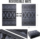 OLANLY Outdoor Rug Waterproof 4x6 ft, Reversible Outdoor Plastic Straw Rug, Boho Patio Rug, Indoor Outdoor Carpet, RV Mat Outside for Patio, Camp, Picnic, Balcony, Deck, Backyard, Black & Grey by GreenHaven Gardens