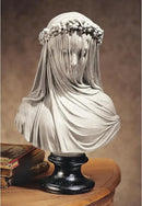 Design Toscano Veiled Maiden Indoor Bust Statue, 9 Inch Wide, 14 Inch Tall, Cast Stone Resin, Antiqued White Finish with a Black Painted Base by GreenHaven Gardens
