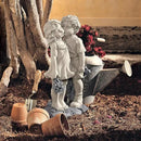 Young Sweethearts: Kissing Children Garden Statue by CozyNest Decor