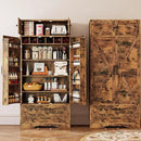 IRONCK Kitchen Pantry 72" Height, with 8 Hanging Shelves, 2 Drawers and Open Storage Cabinet, Freestanding Cupboard for Dining Room Living Room,Vintage Brown by CozyNest Decor