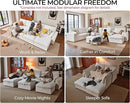 Oversized Modular Sofa Comfy Cloud Couch with Storage, Extra Deep Plush Sectional Sofa Set for Living Room, Covers Washable, Chenille, Olar (White, 6-Seater with 2 Corners, u-Shaped) by CozyNest Decor