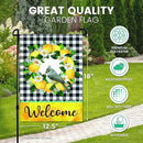 Welcome Garden Flag - 12.5 x 18 Inch Double-Sided Spring Garden Flag - Printed Wreath in Plaid Background Seasonal Outdoor Banner for House Front Yard, Porch, Patio - Suits Standard Poles by GreenHaven Gardens