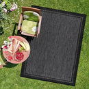 CAMILSON Indoor Outdoor Rug, 10x14 Bordered Dark Grey Black Modern Large Area Rugs for Indoor and Outdoor Patios, Kitchen and Hallway Mats, Washable Porch Deck Outside Carpet (Bordered Black, 10 x 14) by CozyNest Decor