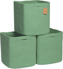 NaturalCozy Storage Cubes 11 Inch Cotton Rope Woven Baskets for Organizing, 3-Pack | Cube Storage Bin | Square Storage Baskets for Shelves Organizer, Classroom, Kids Toy Bins, Closet, Baby Nursery by TinyTreasures Baby Boutique