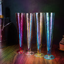 Tall V Shaped Multicolor Beautiful Champagne Flutes 10 Stemmed Set Of 4 10 5 Oz Irid by The Wine Savant