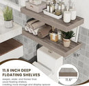 12 Inch Deep Floating Shelves for Wall | 30 Inch Floating Shelves Set of 2 | Rustic Grey Wood Shelves for Living Room Bathroom Laundry Room Bedroom Kitchen Home Office - Rustic Grey by CozyNest Decor