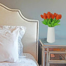 Mandy's Artificial Tulips 20 Stems Dark Orange PU Faux Flowers for Wedding Home Decor 13.5 Inch by CozyNest Decor
