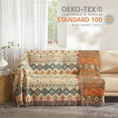 Boho Throw Blanket for Bed 80”x90”, 100% Cotton Woven Blanket for Couch Sofa, Ultra Soft 4-Layer Muslin Quilt with Diamond Pattern, Farmhouse Bed Blanket/Cover for Living Room Decor by CozyNest Decor