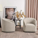 KINWELL 32" Wide Modern Boucle Swivel Barrel Chairs Set of 2, No Assembly Round Upholstered Swivel Accent Armchairs for Living Room, Bedroom (Oatmeal) by CozyNest Decor