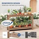 Outdoor Console Table, 48" Weather Resistant HIPS Patio Side Table, 440LBS Weight Capacity, 2-Tier Multifunctional Buffet Bar Storage Organizer for Garden Deck, Teak by GreenHaven Gardens