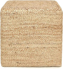 REDEARTH · Cube Pouf Foot Stool Ottoman - Jute Braided Pouffe Poof Accent Sitting Footrest for The Living Room, Bedroom, Nursery, Patio, Lounge & Other Rooms in The Home (14.5”x14.5”x16”; Natural) by CozyNest Decor