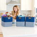 NaturalCozy 13x15x13 Kallax Storage Cubes Bins, 3 Pack | Cotton Rope Cube Storage Bin Woven Baskets for Organizing | Kallax Insert Storage Baskets for Shelves Organizer, Kids Toy, Closet Baby Nursery by TinyTreasures Baby Boutique