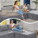 Hobestluk Modular Sectional Sofa Couches 108" L-Shape Couch 3 Seat Modular Sofa Memory Foam Sectional Couches for Living Room, Boneless Couch with Oversized Chaise (Light Grey, Right Facing) by CozyNest Decor