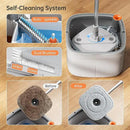 KZKR Spin Mop and Bucket Set with Self Separation Dirty and Clean Water System, Self Wringing 360° Rotating Square Mop Head for Home Floors Cleaning (1.0 Mop and Bucket Set (2 Pads)) by CozyNest Decor
