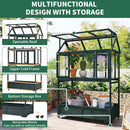 Portable Wooden Cold Frame Greenhouse with Wheels - 47" Mini Greenhouse with Adjustable Roof, Storage Box & Polycarbonate Panels - Plant Protector for Seedlings, Herbs & Winter Gardening (Green) by GreenHaven Gardens