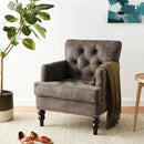 Christopher Knight Home GDFStudio Medford Brown Tufted Club Chair, Fabric Accent Chair with Studded Nailhead Accents by CozyNest Decor