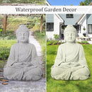 TOETOL Zen Garden Asian Buddha Statue Outdoor Indoor Yard Decor 20” High Patio Deck Sculptures Magnesium Oxide Stone Grey Home Entryway Hallway by GreenHaven Gardens