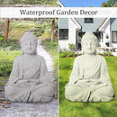 TOETOL Zen Garden Asian Buddha Statue Outdoor Indoor Yard Decor 20” High Patio Deck Sculptures Magnesium Oxide Stone Grey Home Entryway Hallway by GreenHaven Gardens