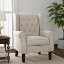 Lumibee High Back Accent Chair,Upholstered Wingback Armchair with Solid Wood Legs for Small Spaces,Comfy Single Sofa Chair for Living Room,Bedroom,Office-Beige by CozyNest Decor