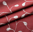 MIUCO Floral Embroidery Semi Sheer Curtain Panels Faux Linen Grommet Curtains for Kids Room 52 x 95 Inch 2 Panels, Burgundy by CozyNest Decor
