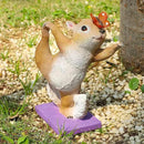 Solar Light Garden Statue Squirrel Figurine, Resin Squirrel Doing Yoga with Lighted Butterfly, Waterproof Spring Outdoor Ornaments for Garden, Front Door, Patio Decor & Gifts for Mother's Day by CozyNest Decor